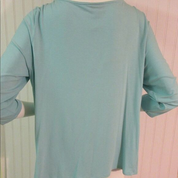 J. Jill top Wearever Collection aqua tee sz L - Picture 2 of 3